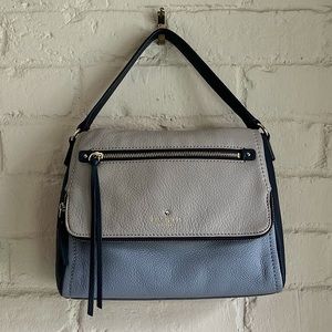 Kate Spade NWOT dark blue, light blue, & light gray boho leather handbag